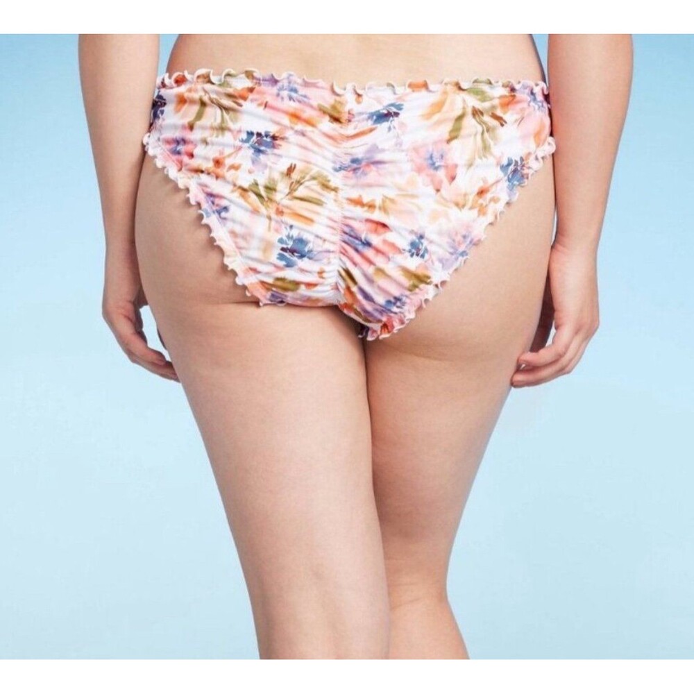 NWT Shade & Shore Floral Ruffle Cheeky Bikini Bottom